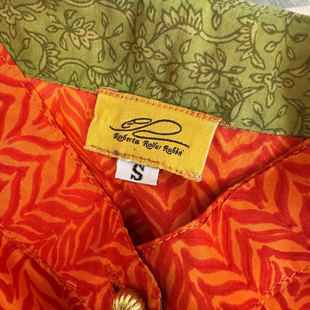 Roberta Roller Rabbit Vibrant Orange Patterned Silk Dress - Picture 11 of 13